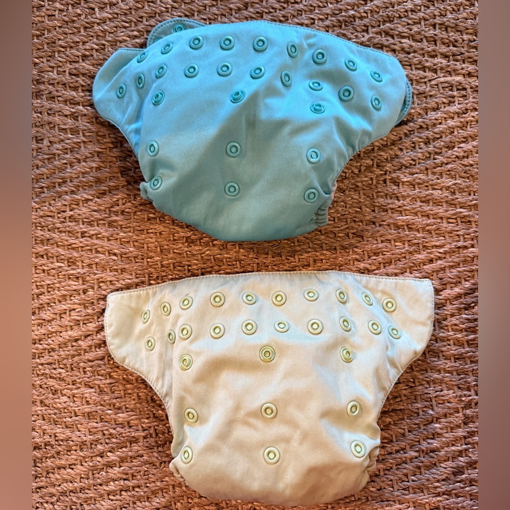 BumGenius Reusable Cloth Diaper Lot 2 Teal Green Grows with You Snap Buttons